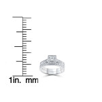 Sparkling Yaffie Diamond Halo Wedding Set with Princess Cut Stones in 3/4 cttw White Gold