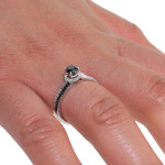 Custom-Made Yaffie™ Black and White Diamond Engagement Ring with 3/4ct Total Diamond Weight in White Gold.