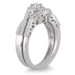 Yaffie Split-Shank White Gold Bridal Ring Set with 3/4ct TDW Diamonds