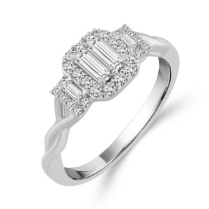 Yaffie White Gold Diamond Emerald Baguette Ring (3/8ct TDW)