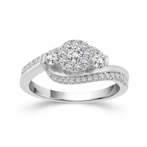 Triple-Tone Diamond Cluster Ring with 5/8ct TDW by Yaffie in White Gold