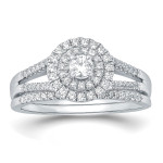 Double Halo Bridal Set with 5/8ct TDW in White Gold by Yaffie