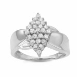 Sterling Silver Yaffie Ring with Marquise-Shaped Diamond Cascade, 1/2CTTW