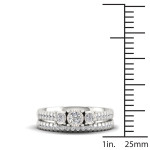 Sterling Silver Three Stone Bridal Set with 1/2ct TDW Diamonds by Yaffie