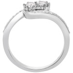 White Gold Milgrain Prong Pave Ring with 1/2ct Diamond Duo by Yaffie