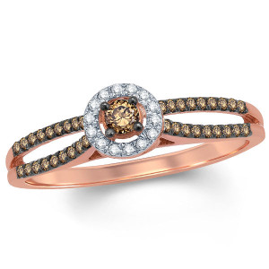 Rose Gold Engagement Ring with Yaffie White and Champagne Diamond Composite (1/3 ct)
