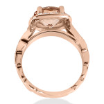 Vintage Cushion Halo Infinity Engagement Ring with Yaffie Rose Gold, Morganite & Diamond 1 7/8ct TW