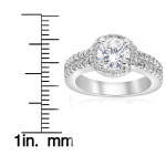 Sparkling Double Row Diamond Halo Engagement Ring with 1.5 ct White Gold Bliss by Yaffie