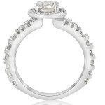 Shimmering Halo Split Shank Diamond Engagement Ring - Yaffie White Gold, 1 1/4 ct TDW