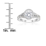 Shimmering Halo Split Shank Diamond Engagement Ring - Yaffie White Gold, 1 1/4 ct TDW