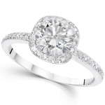 Yaffie White Gold Diamond Cushion Halo Engagement Ring - 1 1/5 ct TDW