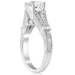 Vintage Antique Style Yaffie Diamond Ring with 1.75 ct TDW White Gold and Enhanced Clarity