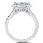 White Gold 1 3/8 ct TDW Sideways Marquise Enhanced Diamond Halo Engagement Ring - Custom Made By Yaffie™