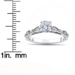 Vintage-inspired Yaffie White Gold Wedding Set with 1 ct TDW Diamond in Antique Matching Engagement Ring.