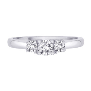 3-Stone White Gold Engagement Ring with Sparkling 1/2ct TDW Diamonds by Yaffie