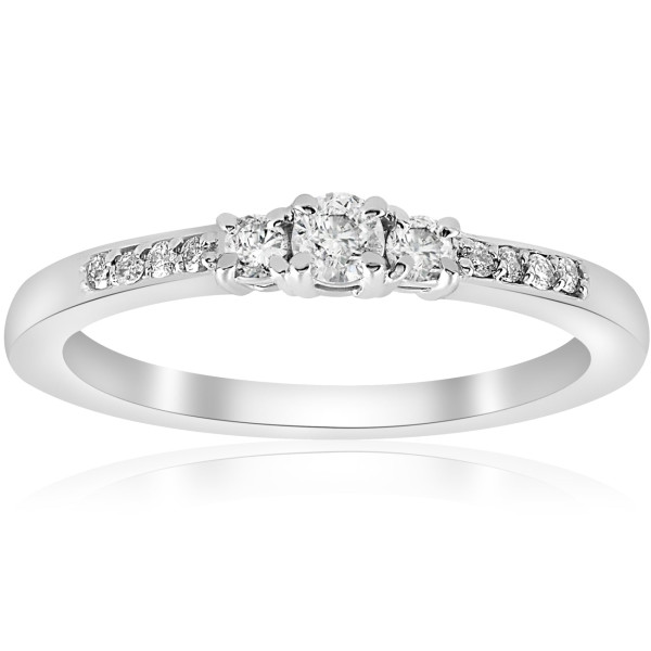 Dazzling Yaffie White Gold Diamond Three Stone Engagement Ring with 1/4 ct Total Diamond Weight