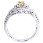 Say Yes to Radiance: Yaffie White Gold 1ct TDW Round Diamond Halo Ring with White & Yellow Diamonds