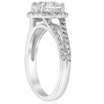 Sparkling Yaffie White Gold Engagement Ring with Enhanced Clarity Diamonds and a Beautiful Halo Split Shank, Featuring 2 1/2 ct TDW