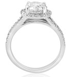 Sparkling Yaffie White Gold Engagement Ring with Enhanced Clarity Diamonds and a Beautiful Halo Split Shank, Featuring 2 1/2 ct TDW