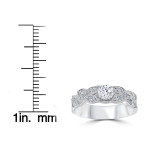 Yaffie Vintage Floral Leaf Petal Style Engagement Ring - 2 ct TDW in White Gold