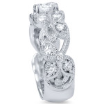 Yaffie Vintage Floral Leaf Petal Style Engagement Ring - 2 ct TDW in White Gold