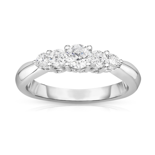 Elegant 5-Stone Diamond Ring in Yaffie White Gold