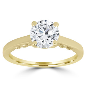 Glittering Yaffie Gold Solitaire Engagement Ring with 1 ct TDW Enhanced Diamond