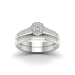 Sterling Silver Bridal Set with 1/4ct TDW of Yaffie Sparkling Diamonds