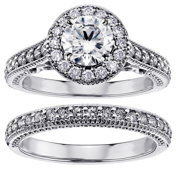 A dazzling duo of Yaffie 14k White Gold rings, featuring a 1 3/4ct TDW White Diamond Halo design