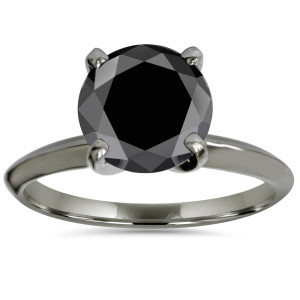 Custom-Made Black Gold Solitaire Engagement Ring with 3.00ct Enhanced Black Diamond by Yaffie ™