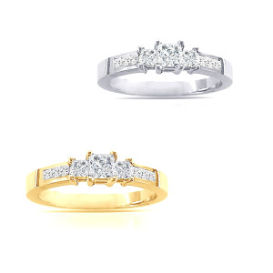 Sparkling Yaffie Gold Engagement Ring with 1/2 Carat TDW Princess Diamond