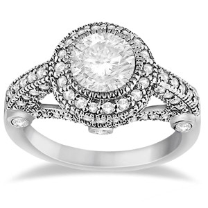 Stunning Vintage Art Deco Engagement Ring Setting with 1ct TDW Diamond Halo by Yaffie Gold