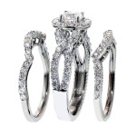 Braided Mount Halo Bridal-set with Two Matching Diamond Bands - Yaffie Gold, 2 3/4ct TDW