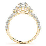 1.75ct Diamond Engagement Ring with Yaffie Glowing Gold Flower Halo and Pear Accents