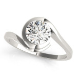 Gold Swirled Modern Diamond Ring with 2.20ct Solitaire