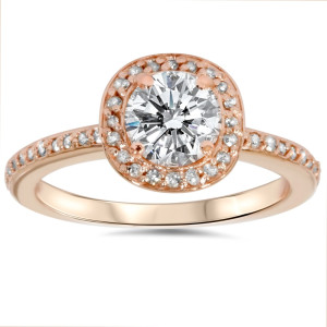 Yaffie Rose Gold Halo Diamond Ring with 1 1/3ct Total Weight