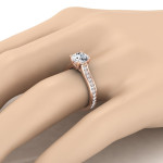 Yaffie Ultimate Rose Gold Diamond Engagement Ring: Sparkling 1.33ct Round Stone on a Pave Shank Solitaire