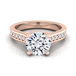 Yaffie Ultimate Rose Gold Diamond Engagement Ring: Sparkling 1.33ct Round Stone on a Pave Shank Solitaire