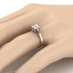 Engaging Yaffie Ring with Princess Diamond & Tapered Baguette Side Stones in Rose Gold, 1 1/4ct TDW