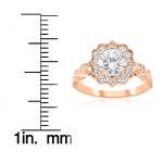 Sparkling Yaffie Vintage Halo Engagement Ring with 1 3/8 ct TDW Clarity Enhanced Diamonds in Rose Gold