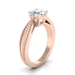 Enchant with Yaffie Rose Gold Leaf Texture Design Engagement Ring featuring 1/2 Ct Round Diamond
