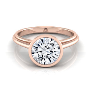 Rose Gold 1/2ct TDW Round Diamond Bezel Solitaire Engagement Ring - Custom Made By Yaffie™