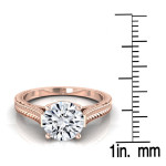Sparkling Yaffie Rose Gold Engagement Ring with Half Carat TDW White Diamonds and Elegant Millgrain Finish
