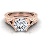 Sparkling Yaffie Rose Gold Engagement Ring with 1/2ctw TDW White Diamonds and a Beautiful Millgrain Finish.