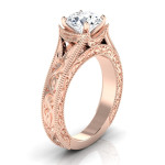 Rose Gold Diamond Engagement Ring with Millgrain Finish - Yaffie 1/2ctw TDW