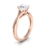 Yaffie Radiant Rose Gold Solitaire: Sparkling 1/2ctw TDW Diamond Cathedral Engagement Ring