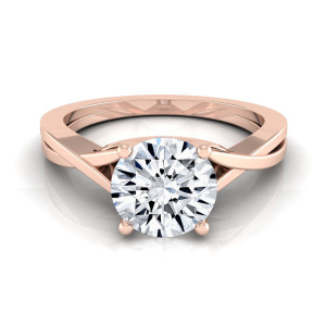 Yaffie Radiant Rose Gold Solitaire: Sparkling 1/2ctw TDW Diamond Cathedral Engagement Ring
