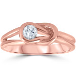 Rose Gold Diamond Knot Ring - Stunning Solitaire with 1/5 Carat TDW for Engagement or Anniversary