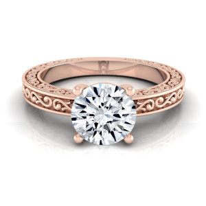 IGI-Certified Rose Gold Diamond Engagement Ring with Beautiful Scroll Detailing and 1ct TDW