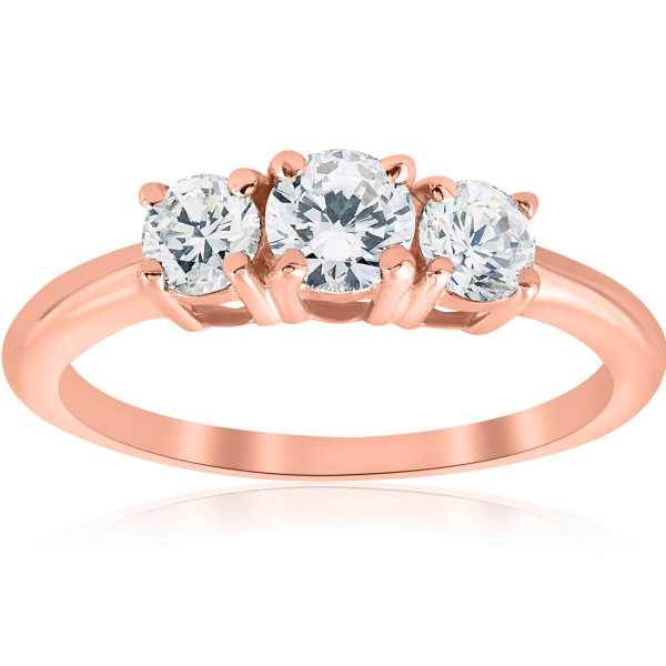 Rose Gold Diamond Trio Engagement Ring with 1ct TDW